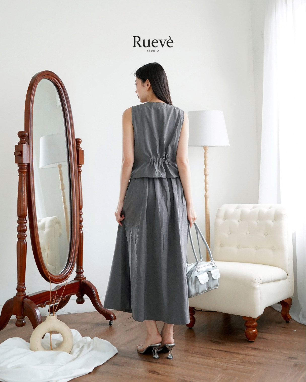 Ruevé Studio – Rosellie Vest | Timeless Pastel Vest with Rose Accents