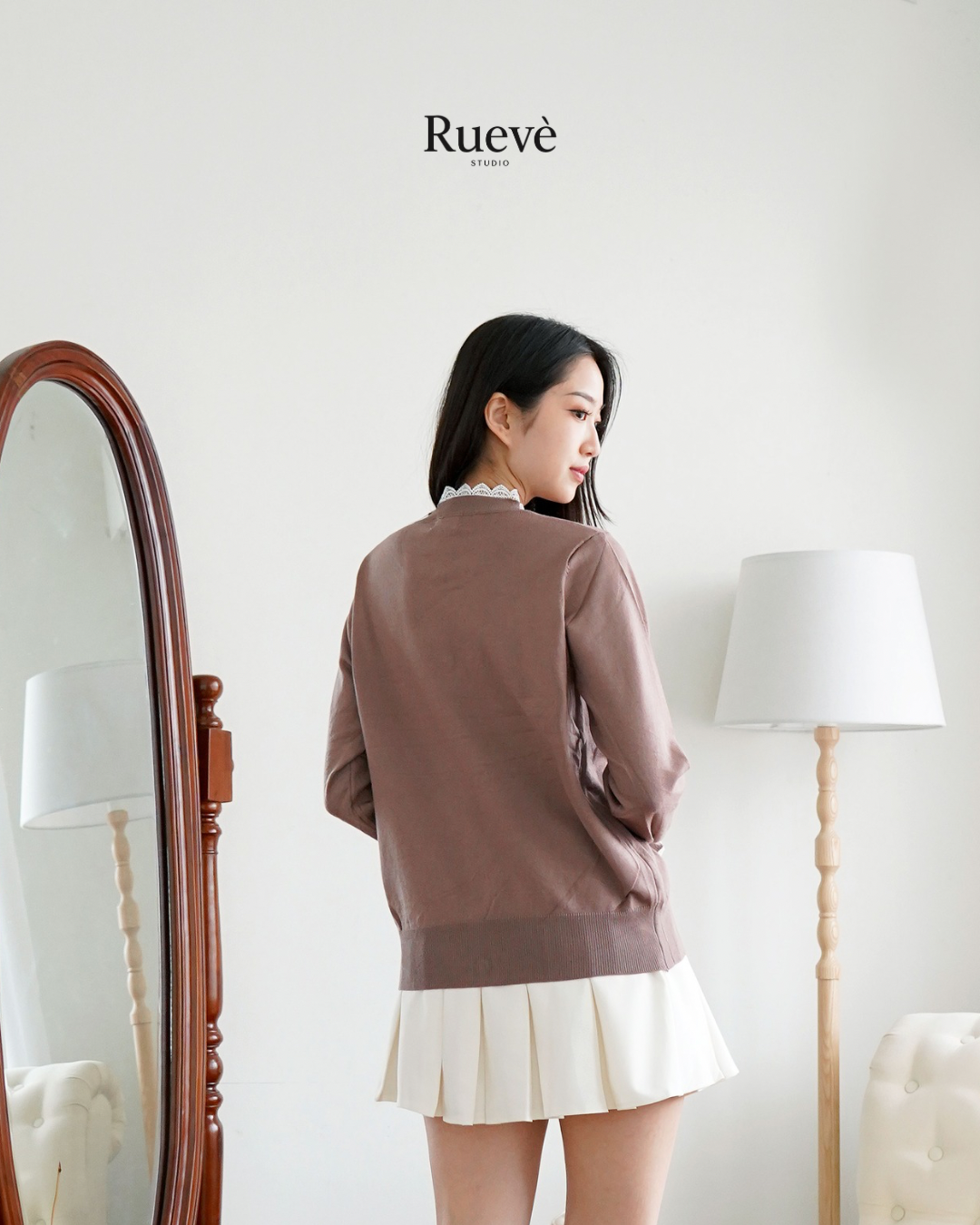 Ruevé Studio – Liliet Knit Cardigan | Pastel Knit Outerwear with Lace Detail